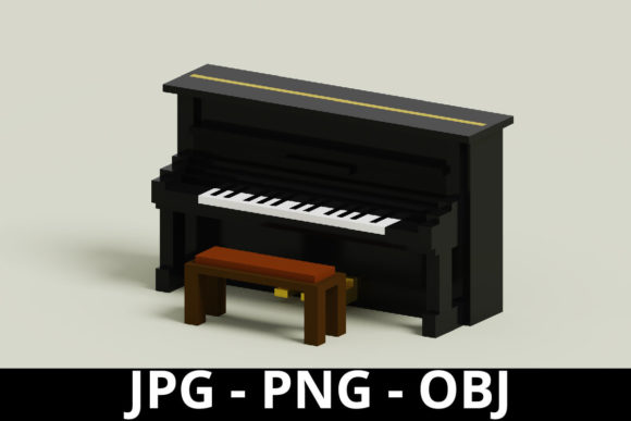 3d Rendering Piano Voxel Art