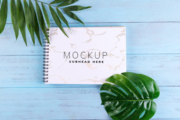 Elevate Your Brand Identity with Palm Leaves and a Paper Notebook Mockup