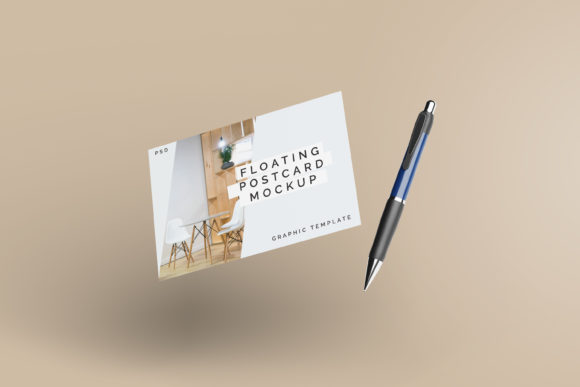 Floating Postcard Mockup for Professional Design Presentations