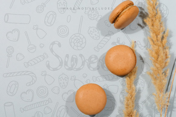 Macaron on Blue Mockup Background
