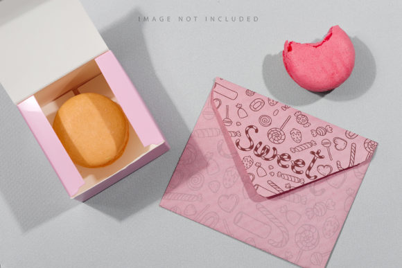 Macarons in Gift Box and Mockup Letter: Elevate Your Brand Visuals