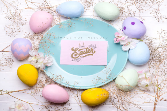 Pastel Color Easter Eggs Mockup